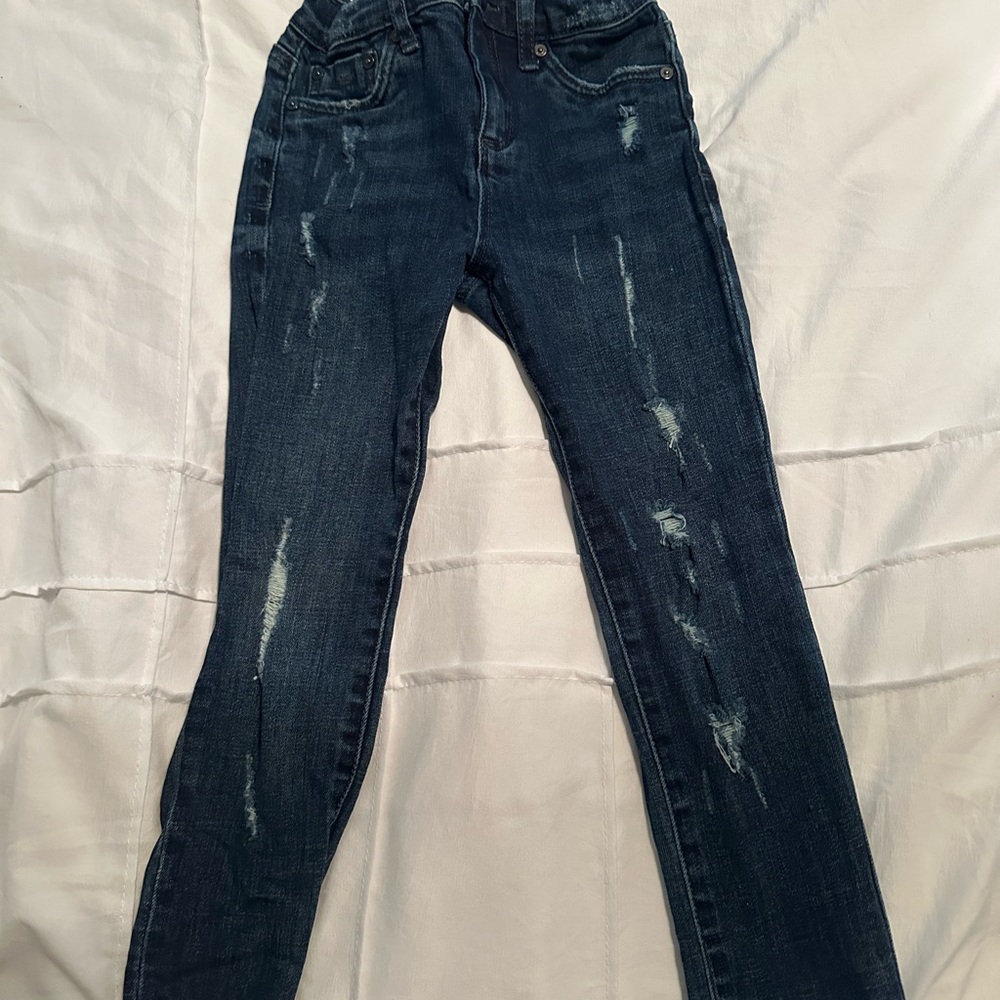 Girls Stylish Blue Distressed Jeans